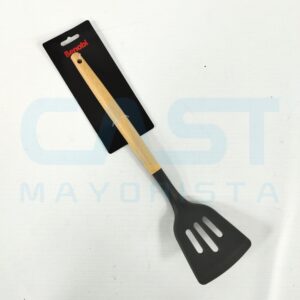 ESPATULA SILICONA RANURADA C MANGO MADERA Art. CTMADERA