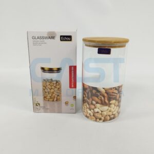 FRASCO VIDRIO 12L C TAPA MADERA EN CAJA Art. CTCAJA