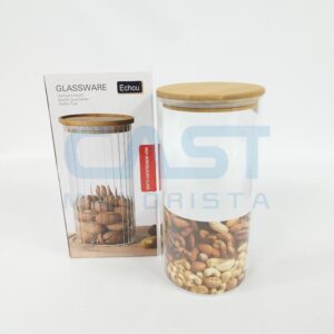 FRASCO VIDRIO 14L C TAPA MADERA EN CAJA Art. CTCAJA