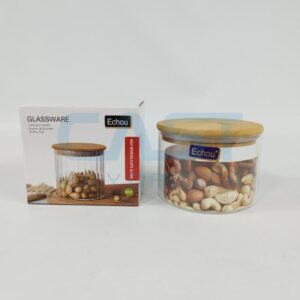 FRASCO VIDRIO 500ML C TAPA MADERA EN CAJA Art. CTCAJA