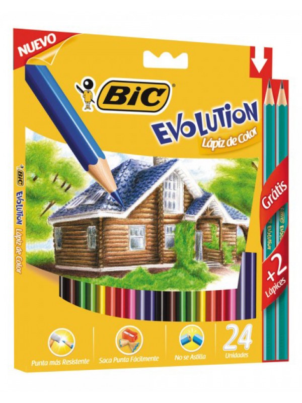 LAPICES DE COLORES BIC EVOLUTION COLORIN x 24 LARGOS Art. ML321317