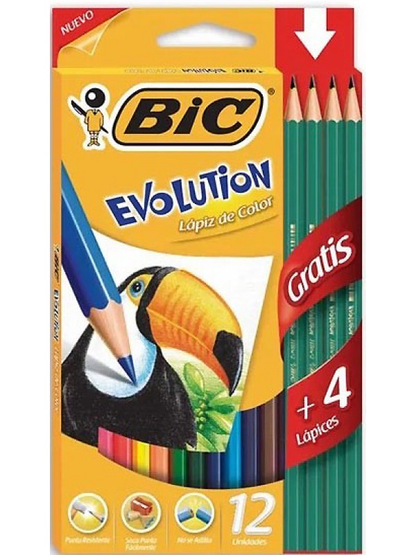 LAPICES DE COLORES BIC EVOLUTION COLORIN x12 LARGOS Art. ML321316