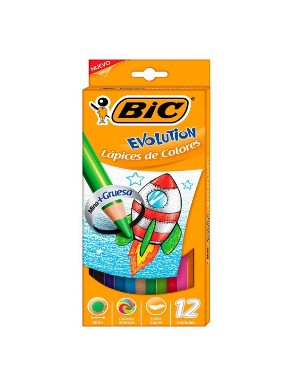 LAPICES DE COLORES BIC EVOLUTION GRUESO 4mm X12l Art. ML321280