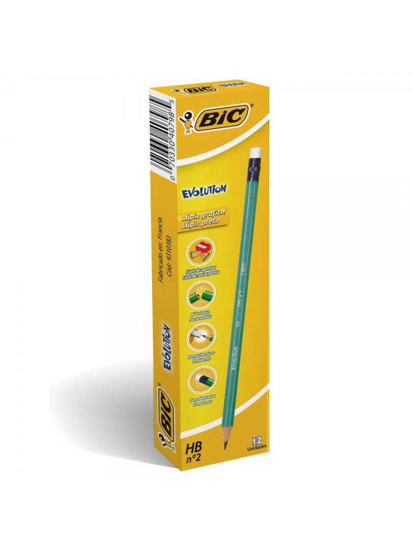 LAPIZ GRAFITO BIC EVOLUTION CON GOMA N2 Art. ML321324