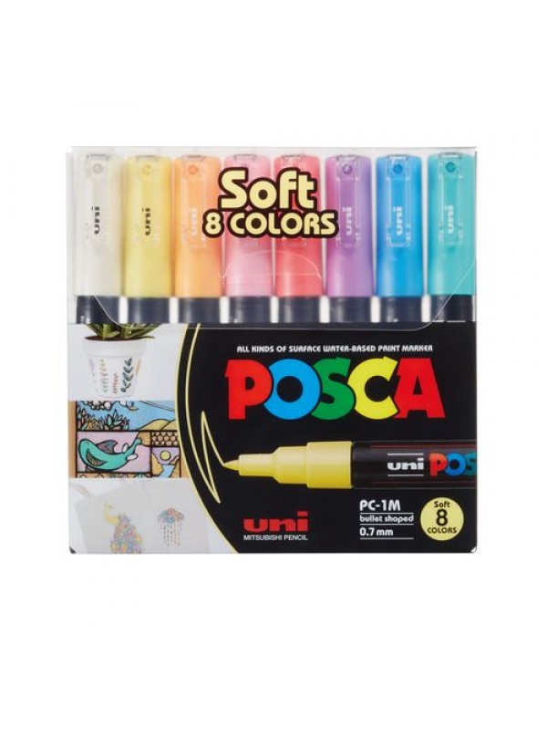 MARCADOR UNI POSCA PC1M PUNTA FINA BLISTER x8 PASTEL Art. ML355349