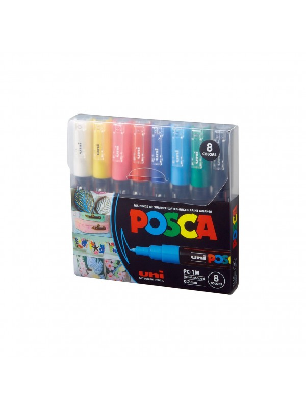 MARCADOR UNI POSCA PC1M PUNTA FINA BLISTER x8 SURTIDO Art. ML355348