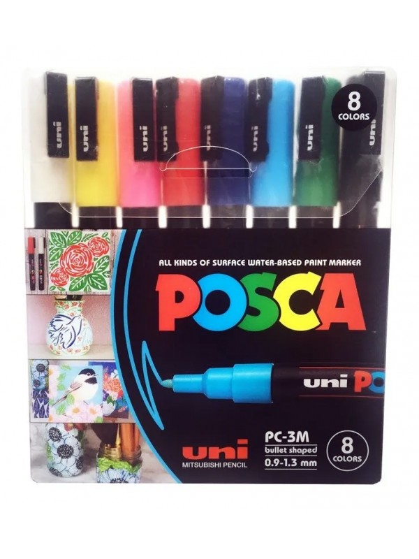 MARCADOR UNI POSCA PC3M PUNTA MEDIANA x8 SURTIDO Art. ML355354