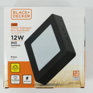 PANEL LED 12W ECO SOBREPONER CALIDA NEGRO CUAD Art. CTCUAD