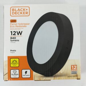 PANEL LED 12W ECO SOBREPONER CALIDA NEGRO REDONDO Art. CTREDONDO