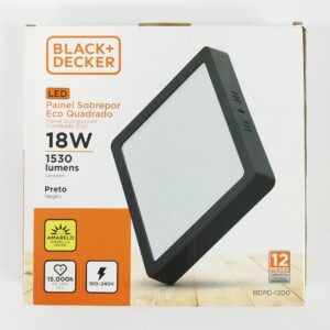 PANEL LED 18W ECO SOBREPONER CALIDA NEGRO CUAD Art. CTCUAD