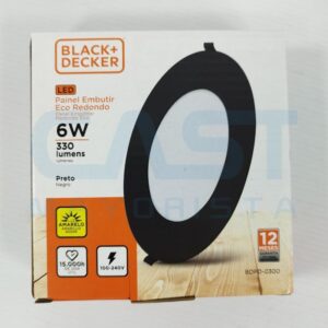 PANEL LED 6W ECO EMBUTIR CALIDA NEGRO REDONDO Art. CTREDONDO