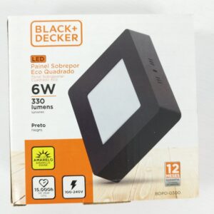 PANEL LED 6W ECO SOBREPONER CALIDA NEGRO CUADRADO Art. CTCUADRADO