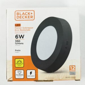 PANEL LED 6W ECO SOBREPONER CALIDA NEGRO REDONDO Art. CTREDONDO