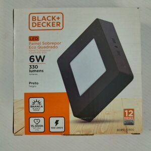 PANEL LED 6W ECO SOBREPONER FRIA NEGRO CUADRADO Art. CTCUADRADO