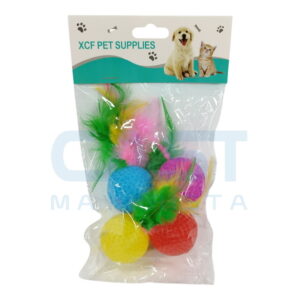 PELOTITA C PLUMA SONAJERA {WB249} JUGUETE MASCOTA Art. CTMASCOTA