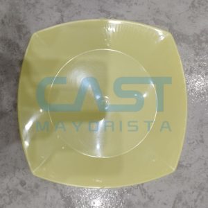 PLATO COMIDA CUAD 22CM AMARILLO PASTEL PACK X10 Art. CTX10