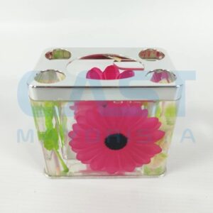 PORTA CEPILLO Y PASTA DENTAL VIDRIO ROSA Art. CTROSA