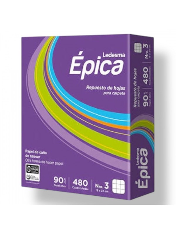 REPUESTO EPICA x480 HOJAS CUADRICULADO Art. ML363181