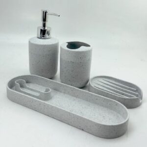 SET DE BANO 4 PCS BASE C PORTACELULAR STONE Art. CTSTONE