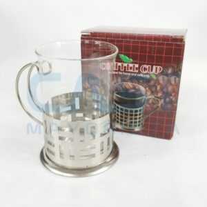 TAZA DE CAF VIDRIO Y ACERO 9X65CM EN CAJA Art. CTCAJA