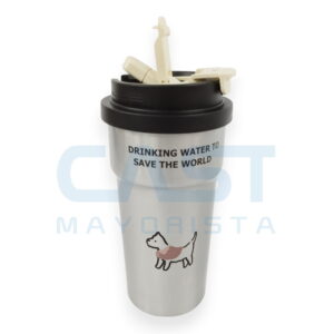 VASO CAFE TERMICO {WA3TER} 500ML PERRO Y GATO Art. CTGATO