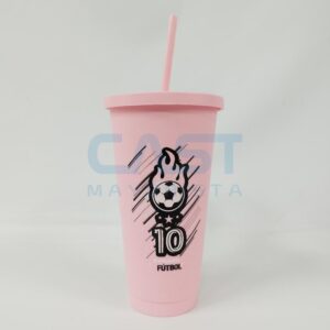 VASO ECO XL C TAPA Y SORBETE MIAMI FUTBOL PINK Art. CTPINK
