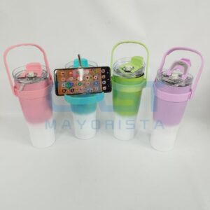 VASO TERMICO {WD843} CON MANIJA Y APOYA CELULAR Art. CTCELULAR
