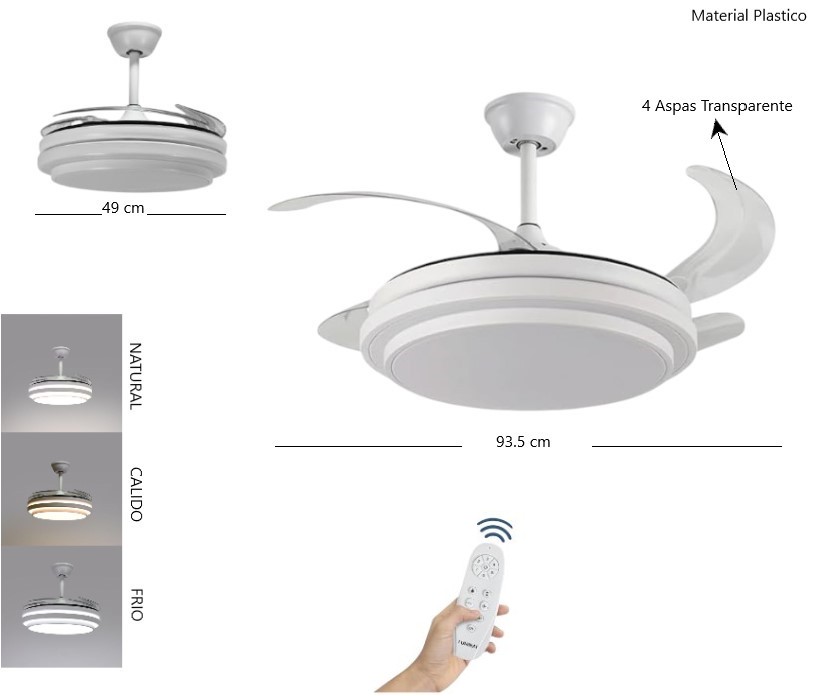 VENTILADOR LED TECHO BLANCO YNEGRO Art. ITV113803