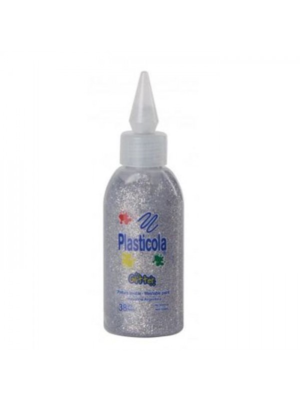x12 ADHESIVO PLASTICOLA BRILLITOS GLITTER PLATA Art. ML304113
