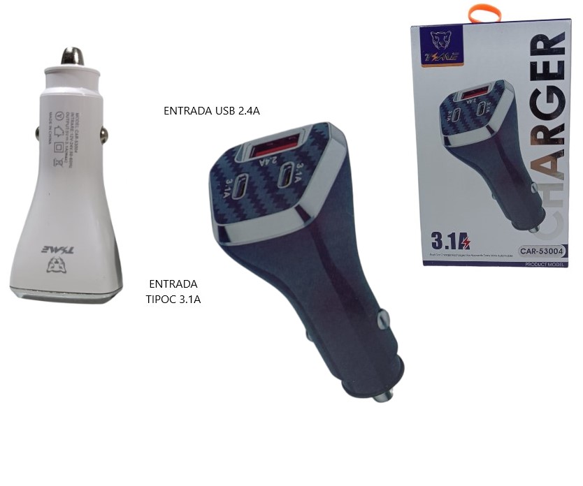 CARGADOR DE AUTO CARGA RAPIDA 31 A Art. ITCAR53004