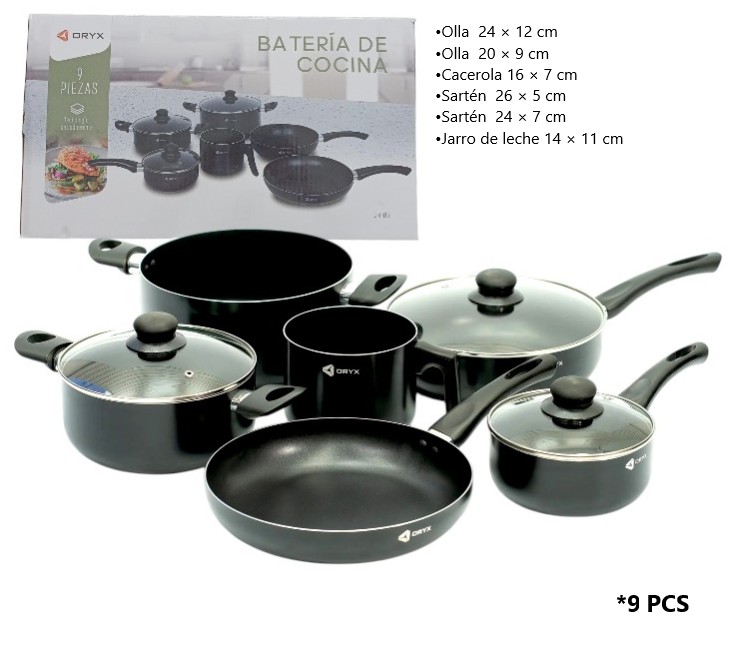 SET DE OLLA ANTIADHERENTE 9 PIEZAS Art. ITOR118
