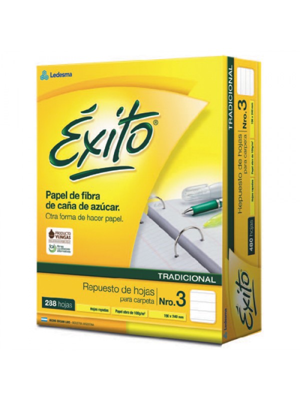 [ML363168] REPUESTO EXITO x288 HOJAS RAYADO
