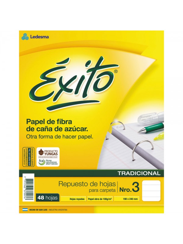[ML363163] REPUESTO EXITO x48 HOJAS RAYADO