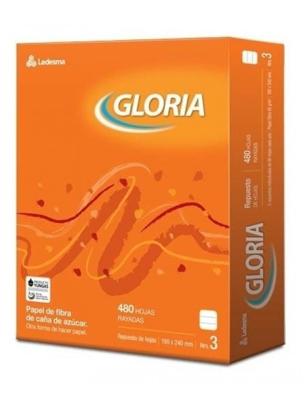 [ML363060] REPUESTO GLORIA x480 HOJAS RAYADO