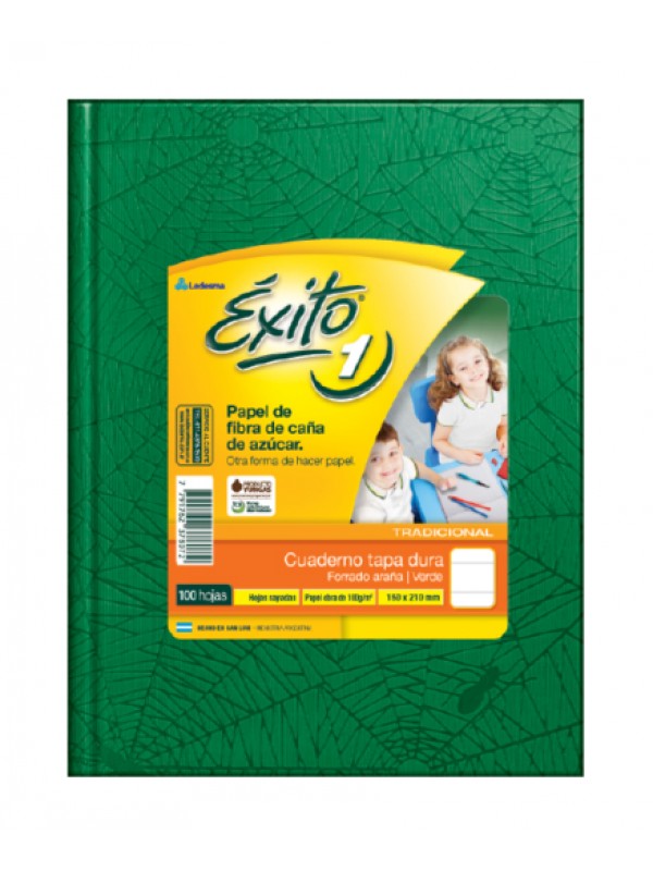 [ML363132] CUADERNO TAPA DURA FORRADO EXITO x100 HOJAS VERDE