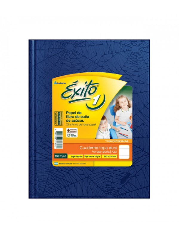 [ML363130] CUADERNO TAPA DURA FORRADO EXITO x100 HOJAS AZUL RAYADO