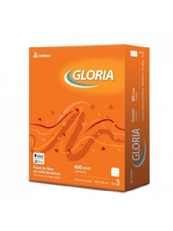 [ML363058] REPUESTO GLORIA x400 HOJAS RAYADO