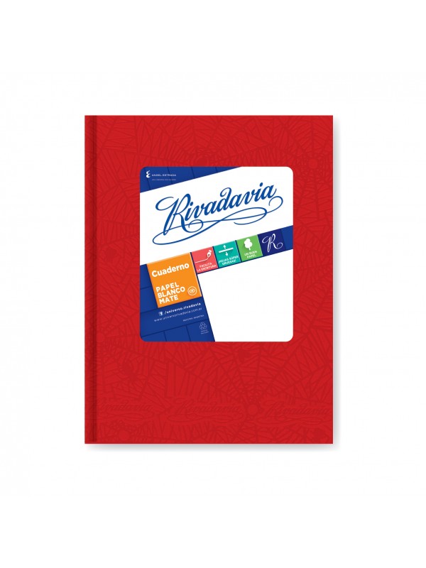 [ML362061] CUADERNO TAPA DURA FORRADO RIVADAVIA x50 HOJAS ROJO
