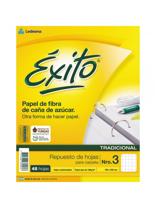 [ML363164] REPUESTO EXITO x48 HOJAS CUADRICULADO