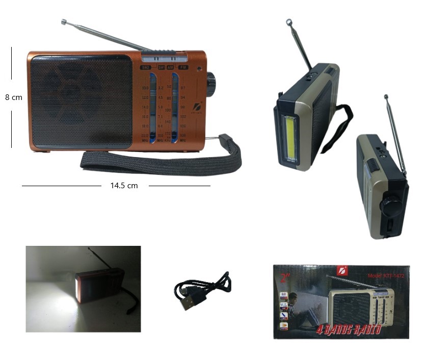 KTF-1472S RADIO BT AM/FM/SW LINTERNA RECARG.