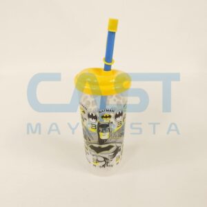 VASO ALTO TAPA C/ SORBETE BATMAN