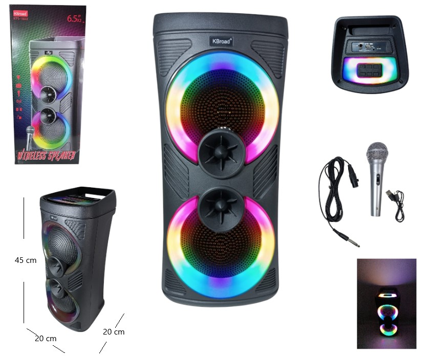 [PREITKTS1860] PARLANTE 6.5X2 PLG RGB BT/FM/MP3