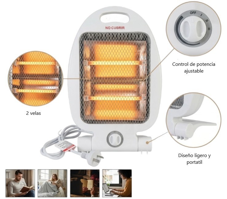 ESTUFA HALOGENA 2 VELAS 800W