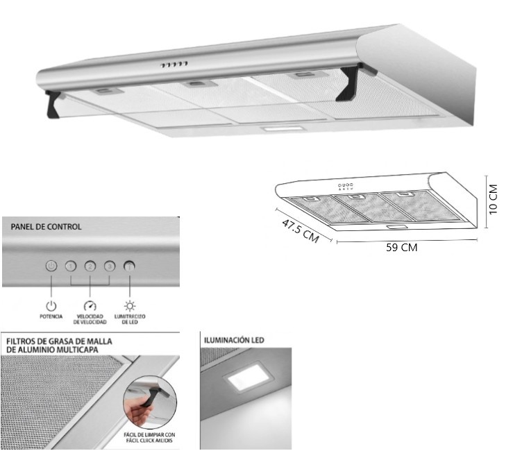 EXTRACTOR DE COCINA 80W