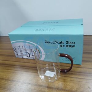 TAZA VIDRIO 300ML C/ ASA CARAMEL CAJA X6