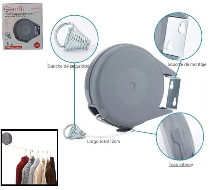 TENDER DE ROPA PARA PARED EXTENSIBLE 12M