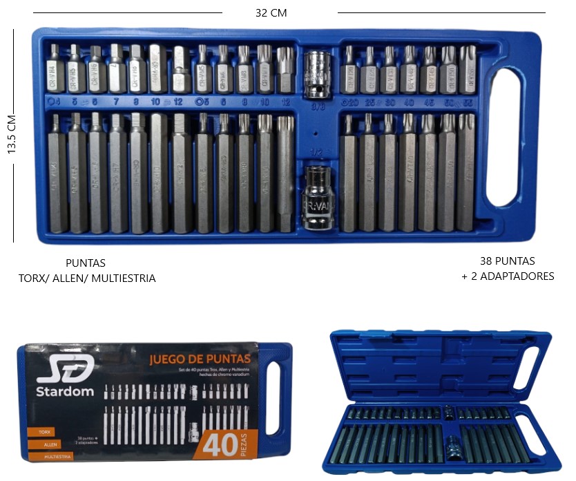 SET DE PUNTAS DESTORNILLADORES 40PCS MELECH-284