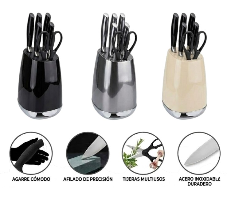 SET DE CUCHILLOS CON BASE