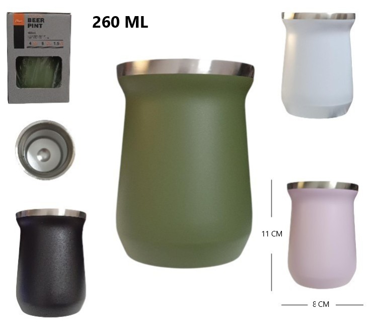 TH-01GMATE TERMICO DE ACERO INOXIDABLE 260ML V/A/B