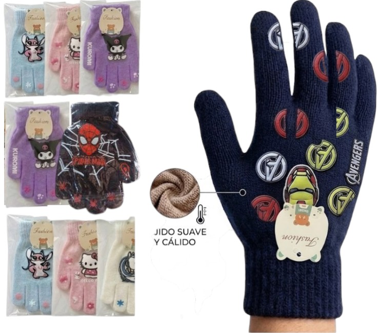 GUANTE DE INVIERNO 3 a 6 AÑOS PERSONAJES
